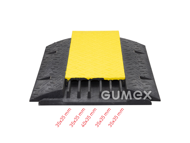 Kabelbrücke mit Abdeckung 270+271B, 800x600x60mm, Last 7t, Hammermuster, PVC, schwarz-gelb, 
